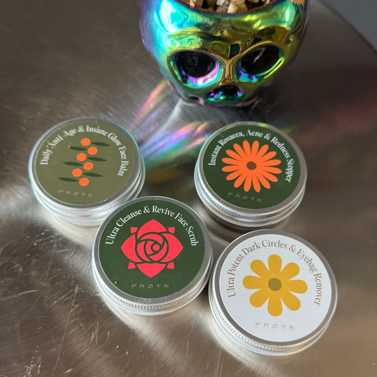 Frøya Organics Complete System four product tins arranged