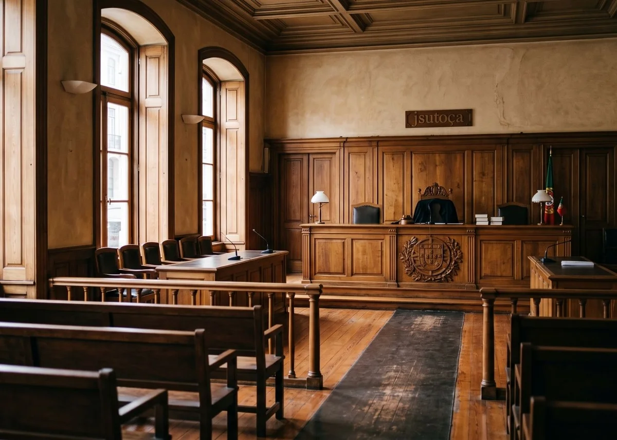 Person in formal judicial attire representing the courtroom in Portugal