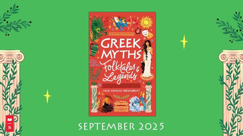 Illustrated book cover for Greek myths and folktales for kids